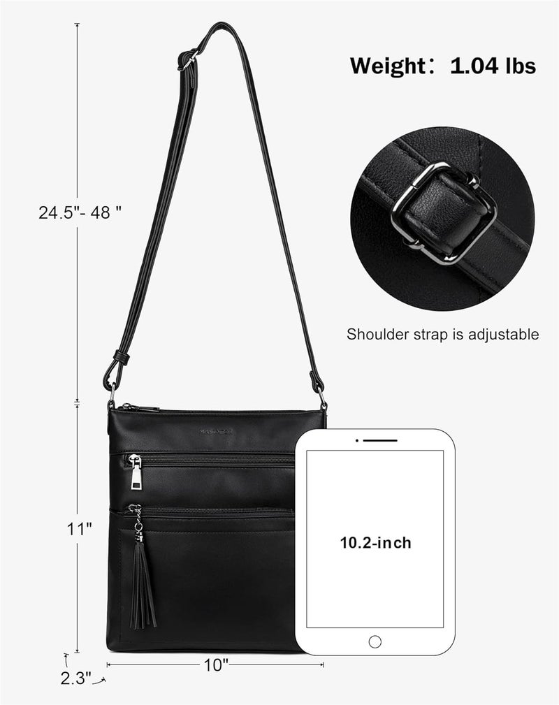 MASINTOR Crossbody Purses for Women, Multi Pocket Casual Crossbody Bag, Adjustable Strap Shoulder Bag with Tassel - Image 4